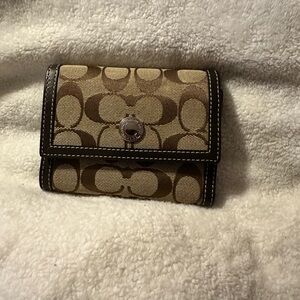 Coach Signature Beige and Brown Wallet